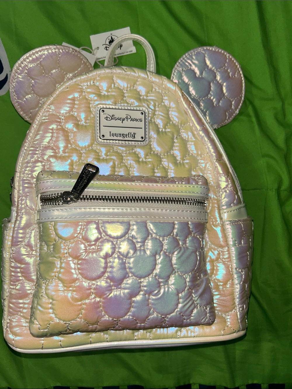 Loungefly Iridescent Pearl Mickey Ear Mini Backpack - Rainbow Sheen